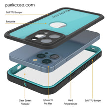 Cargar imagen en el visor de la galería, Funda impermeable IP68 para iPhone 16 Pro Max, Punkcase [azul verdoso] [Serie StudStar] [Ajuste ajustado]
