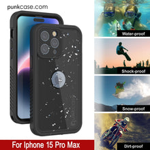 Cargar imagen en el visor de la galería, Funda impermeable IP68 para iPhone 16 Pro Max, Punkcase [Negra] [Serie StudStar] [Ajuste ajustado]
