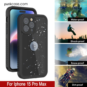 Funda impermeable IP68 para iPhone 16 Pro Max, Punkcase [Negra] [Serie StudStar] [Ajuste ajustado]