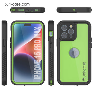 Funda impermeable IP68 para iPhone 16 Pro Max, Punkcase [Verde claro] [Serie StudStar] [Ajuste fino] [A prueba de suciedad]