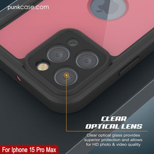 Funda impermeable IP68 para iPhone 16 Pro Max, Punkcase [rosa] [Serie StudStar] [Ajuste fino] [A prueba de suciedad]