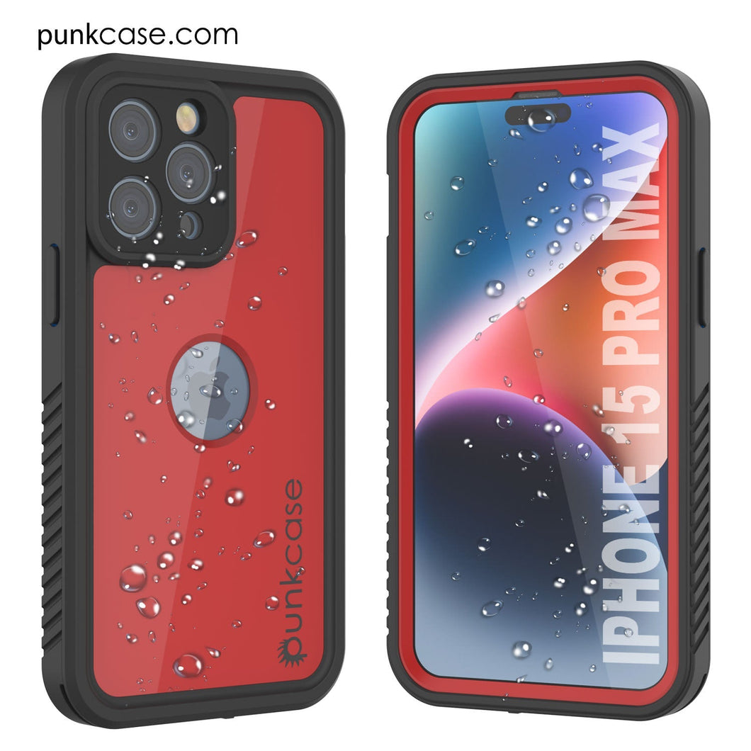 Funda impermeable IP68 para iPhone 16 Pro Max, Punkcase [Roja] [Serie StudStar] [Ajuste ajustado]