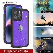 Cargar imagen en el visor de la galería, Funda impermeable IP68 para iPhone 16 Pro Max, Punkcase [morada] [Serie StudStar] [Ajuste fino] [A prueba de suciedad]
