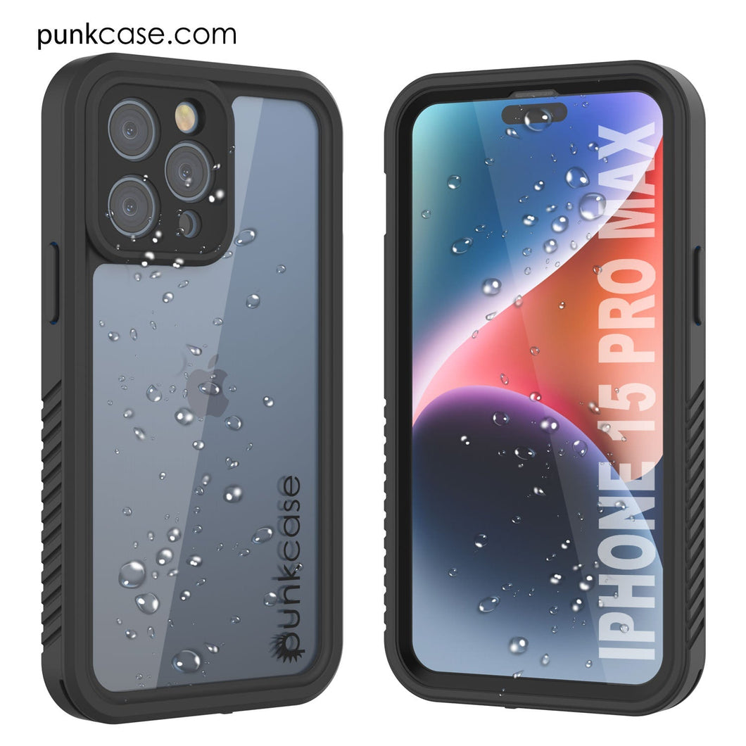 Funda impermeable IP68 para iPhone 16 Pro Max, Punkcase [Transparente] [Serie StudStar] [Ajuste fino] [A prueba de suciedad]