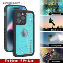 Cargar imagen en el visor de la galería, Funda impermeable IP68 para iPhone 16 Pro Max, Punkcase [azul verdoso] [Serie StudStar] [Ajuste ajustado]
