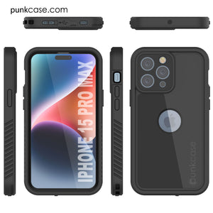 Funda impermeable IP68 para iPhone 16 Pro Max, Punkcase [Negra] [Serie StudStar] [Ajuste ajustado]