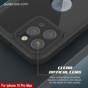 Funda impermeable IP68 para iPhone 16 Pro Max, Punkcase [Negra] [Serie StudStar] [Ajuste ajustado]
