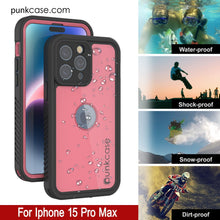 Cargar imagen en el visor de la galería, Funda sumergible IP68 para iPhone 15 Pro Max, Punkcase [Rosa] [Serie StudStar] [Ajuste delgado] [A prueba de suciedad]
