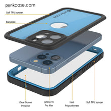 Cargar imagen en el visor de la galería, Funda impermeable IP68 para iPhone 16 Pro Max, Punkcase [Azul claro] [Serie StudStar] [Ajuste fino] [A prueba de suciedad]
