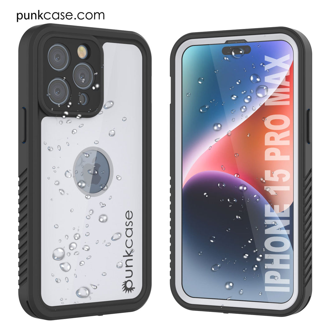 Funda impermeable IP68 para iPhone 16 Pro Max, Punkcase [blanca] [Serie StudStar] [Ajuste fino] [A prueba de suciedad]