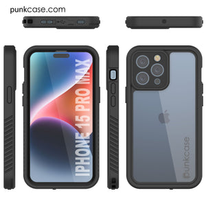 Funda impermeable IP68 para iPhone 16 Pro Max, Punkcase [Transparente] [Serie StudStar] [Ajuste fino] [A prueba de suciedad]