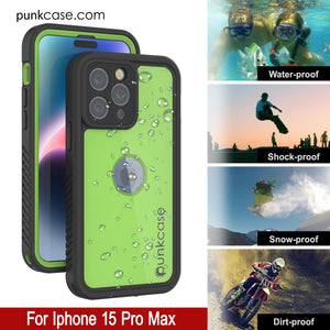 Funda impermeable IP68 para iPhone 16 Pro Max, Punkcase [Verde claro] [Serie StudStar] [Ajuste fino] [A prueba de suciedad]
