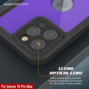 Funda impermeable IP68 para iPhone 16 Pro Max, Punkcase [morada] [Serie StudStar] [Ajuste fino] [A prueba de suciedad]