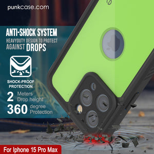 Funda impermeable IP68 para iPhone 16 Pro Max, Punkcase [Verde claro] [Serie StudStar] [Ajuste fino] [A prueba de suciedad]