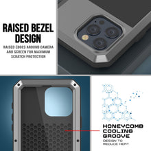 Cargar imagen en el visor de la galería, Funda de metal para iPhone 15 Pro, resistente militar de grado pesado [a prueba de golpes] cuerpo completo duro [plata]
