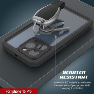 iPhone 15 Pro Waterproof Case, Funda resistente al agua Punkcase [Extreme Series] con protector de pantalla incorporado [Negro]