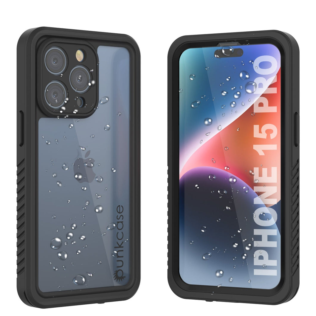iPhone 15 Pro Waterproof Case, Funda resistente al agua Punkcase [Extreme Series] con protector de pantalla incorporado [Negro]