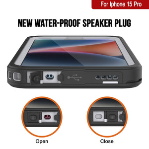 Estuche a prueba de agua para iPhone 15 Pro, Punkcase [Serie Extrema] Protector de Armadura con Protector de Pantalla Incorporado [Blanco]