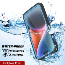Cargar imagen en el visor de la galería, Funda impermeable para iPhone 15 Pro, Punkcase [Serie Extrema], con cubierta reforzada y protector de pantalla incorporado [Azul claro].
