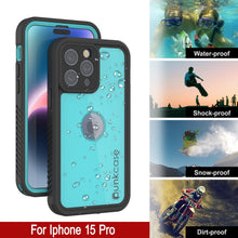 Load image into Gallery viewer, Funda impermeable IP68 para iPhone 16 Pro, Punkcase [azul verdoso] [Serie StudStar] [Ajuste ajustado]

