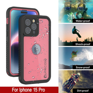 Funda impermeable IP68 para iPhone 16 Pro, Punkcase [rosa] [Serie StudStar] [Ajuste fino] [A prueba de suciedad]
