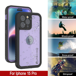 Funda impermeable IP68 para iPhone 16 Pro, Punkcase [Lila] [Serie StudStar] [Ajuste fino] [A prueba de suciedad]