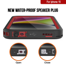 Cargar imagen en el visor de la galería, Funda resistente al agua para iPhone 15, Punkcase [Serie Extrema], cubierta de armadura con protector de pantalla incorporado [Rojo].
