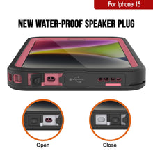 Cargar imagen en el visor de la galería, Funda impermeable para iPhone 15, Punkcase [Serie Extrema] Cubierta de armadura con protector de pantalla incorporado [Rosa]
