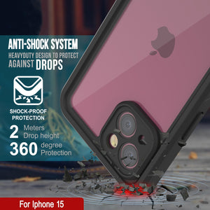 Funda impermeable para iPhone 15, Punkcase [Extreme Series], cubierta blindada con protector de pantalla incorporado [Azul claro].