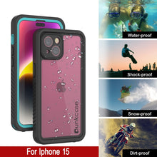 Load image into Gallery viewer, Carcasa resistente al agua para iPhone 15, Punkcase [Serie Extrema] con cubierta protectora de pantalla incorporada [Turquesa]
