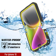Cargar imagen en el visor de la galería, Funda impermeable para iPhone 15, Punkcase [Serie Extrema], cubierta protectora resistente con protector de pantalla incorporado [amarillo].
