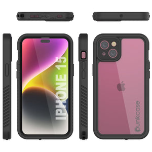 Funda impermeable IP68 para iPhone 16, Punkcase [Transparente] [Serie StudStar] [Ajuste fino] [A prueba de suciedad]