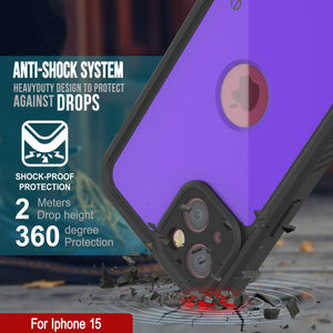 Funda impermeable IP68 para iPhone 16, Punkcase [morada] [Serie StudStar] [Ajuste fino] [A prueba de suciedad]