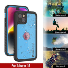 Load image into Gallery viewer, Funda impermeable IP68 para iPhone 16, Punkcase [Azul claro] [Serie StudStar] [Ajuste fino] [A prueba de suciedad]
