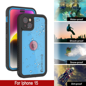 Funda impermeable IP68 para iPhone 16, Punkcase [Azul claro] [Serie StudStar] [Ajuste fino] [A prueba de suciedad]