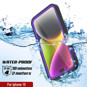 Funda impermeable IP68 para iPhone 16, Punkcase [morada] [Serie StudStar] [Ajuste fino] [A prueba de suciedad]
