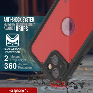 Funda impermeable IP68 para iPhone 16, Punkcase [Roja] [Serie StudStar] [Ajuste ajustado]