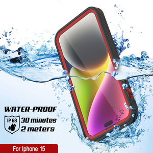 Funda impermeable IP68 para iPhone 16, Punkcase [Roja] [Serie StudStar] [Ajuste ajustado]