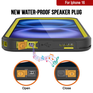 Funda impermeable para iPhone 16, Punkcase [Extreme Series] Armor Cover con protector de pantalla incorporado [Amarillo]
