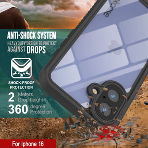 Funda impermeable para iPhone 16, Punkcase [Extreme Series] Armor Cover con protector de pantalla incorporado [Rojo]