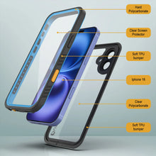 Cargar imagen en el visor de la galería, Funda impermeable para iPhone 16, Punkcase [Extreme Series] Armor Cover con protector de pantalla incorporado [azul claro]
