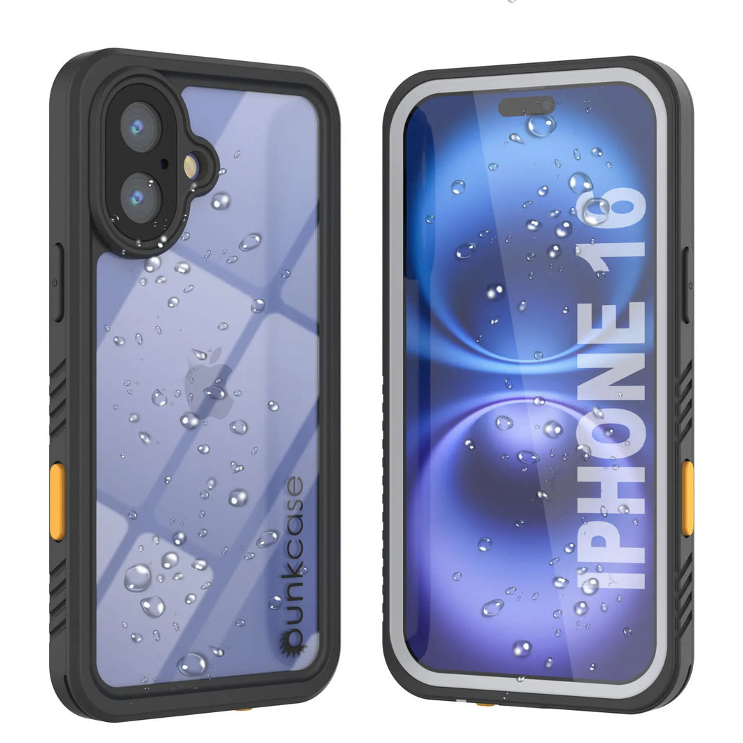 Funda impermeable para iPhone 16, Punkcase [Extreme Series] Armor Cover con protector de pantalla incorporado [blanco]
