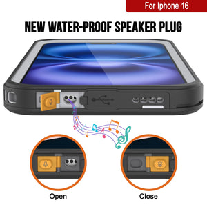 Funda impermeable para iPhone 16, Punkcase [Extreme Series] Armor Cover con protector de pantalla incorporado [blanco]