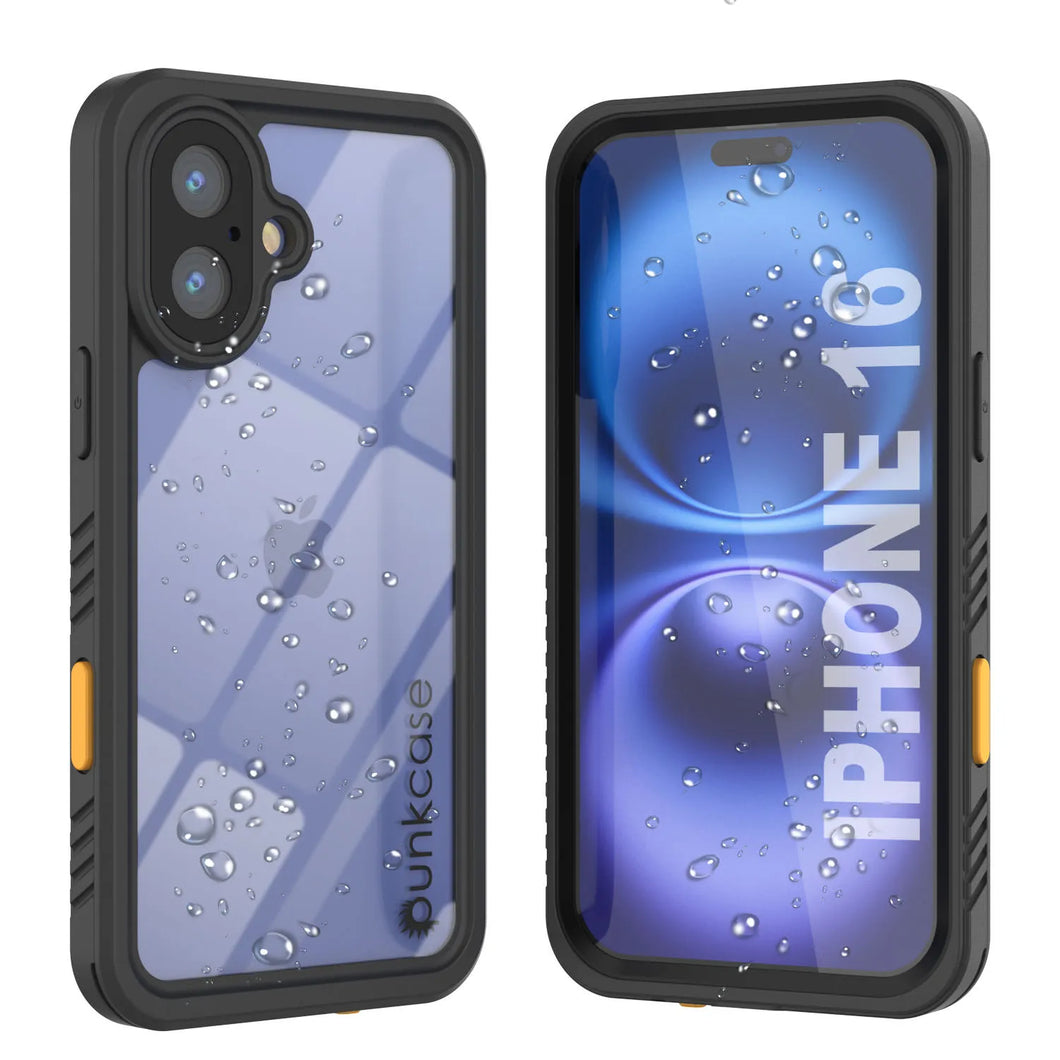 Funda impermeable para iPhone 16, Punkcase [Extreme Series] Armor Cover con protector de pantalla incorporado [Negro]