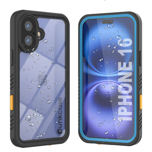 Funda impermeable para iPhone 16, Punkcase [Extreme Series] Armor Cover con protector de pantalla incorporado [azul claro]
