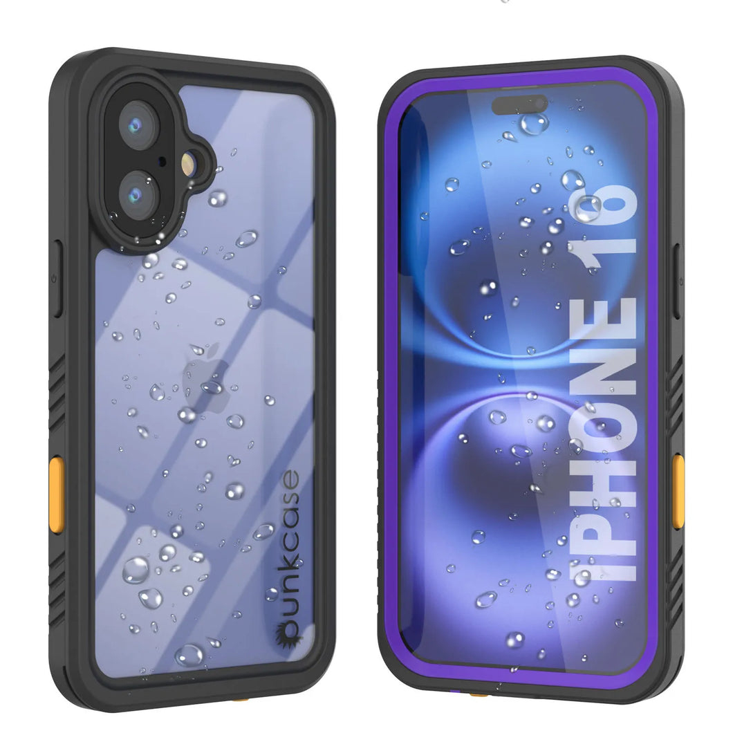 Funda impermeable para iPhone 16, Punkcase [Extreme Series] Armor Cover con protector de pantalla incorporado [púrpura]