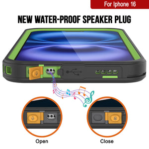 Funda impermeable para iPhone 16, Punkcase [Extreme Series] Armor Cover con protector de pantalla incorporado [Verde claro]