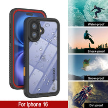 Load image into Gallery viewer, Funda impermeable para iPhone 16, Punkcase [Extreme Series] Armor Cover con protector de pantalla incorporado [Rojo]
