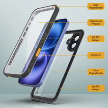 Cargar imagen en el visor de la galería, Funda impermeable para iPhone 16, Punkcase [Extreme Series] Armor Cover con protector de pantalla incorporado [blanco]
