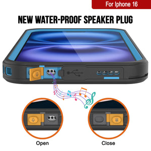 Funda impermeable para iPhone 16, Punkcase [Extreme Series] Armor Cover con protector de pantalla incorporado [azul claro]
